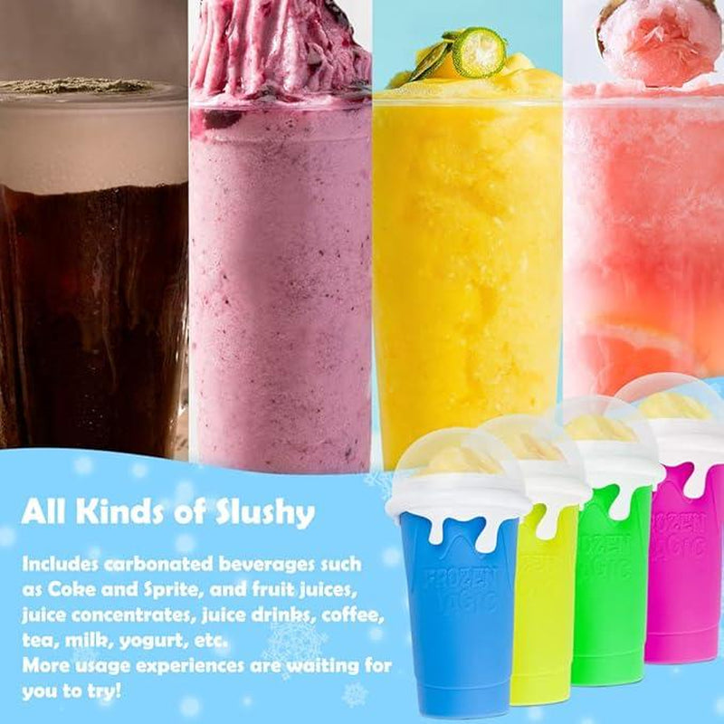 Slushy Cup Maker,Double Layers Silicone Squeeze ,Quick Frozen Magic ,DIY Slush ,Cool Stuff Gifts for Kids and Family-Kitchen Utensils Set Smoothie Mug