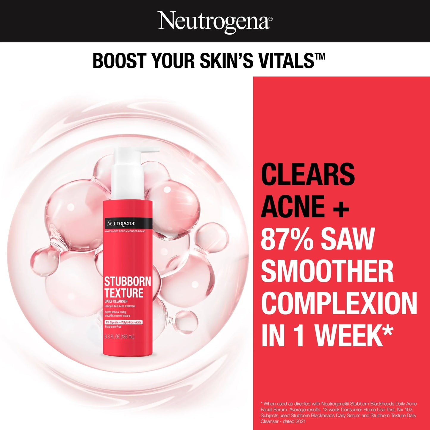 (2 Pack) Stubborn Texture Daily Acne Facial Cleanser, 6.3 Fl. Oz