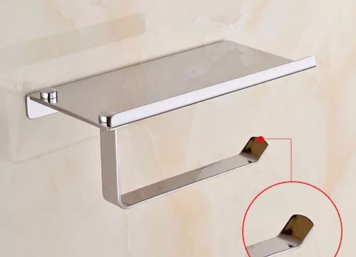 Toilet Paper Holder with Mobile Phone Storage Shelf Holders Wall Mounted Rack