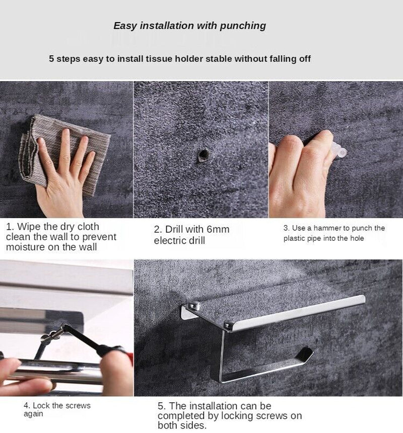 Toilet Paper Holder with Mobile Phone Storage Shelf Holders Wall Mounted Rack