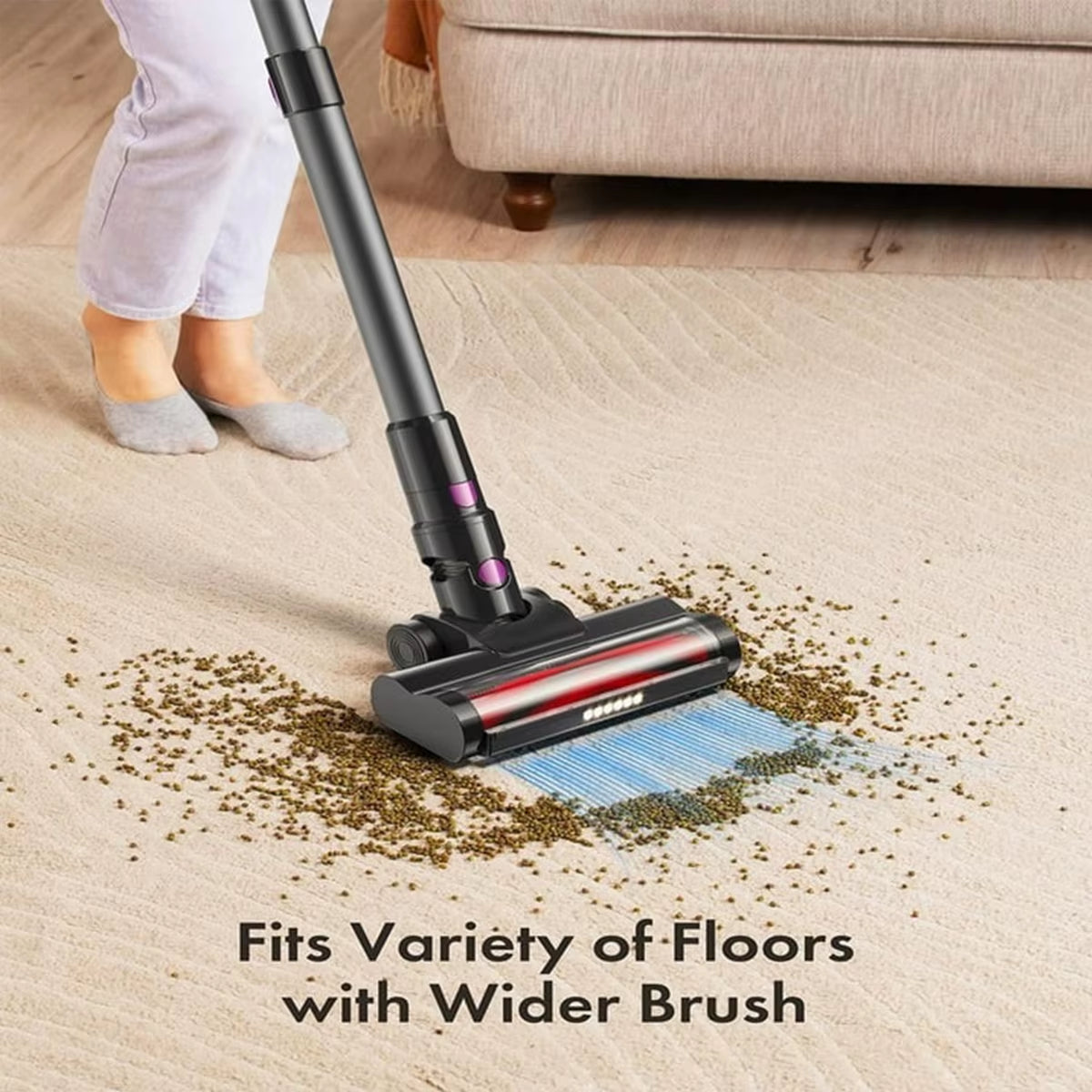 Cordless Vacuum Cleaner,23Kpa 48Mins Powerful Suction Vacuum LED Display,Lightweight Stick for Hardfloor/Carpet/Pet Hair