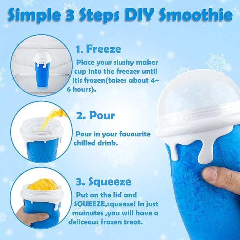 Slushy Cup Maker,Double Layers Silicone Squeeze ,Quick Frozen Magic ,DIY Slush ,Cool Stuff Gifts for Kids and Family-Kitchen Utensils Set Smoothie Mug