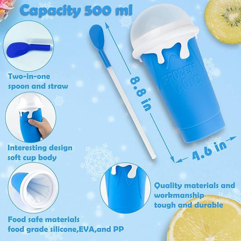 Slushy Cup Maker,Double Layers Silicone Squeeze ,Quick Frozen Magic ,DIY Slush ,Cool Stuff Gifts for Kids and Family-Kitchen Utensils Set Smoothie Mug