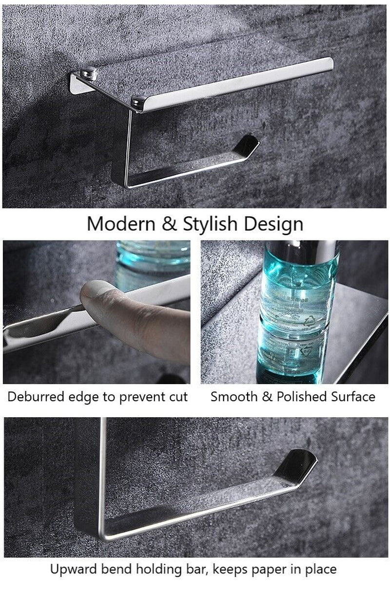 Toilet Paper Holder with Mobile Phone Storage Shelf Holders Wall Mounted Rack