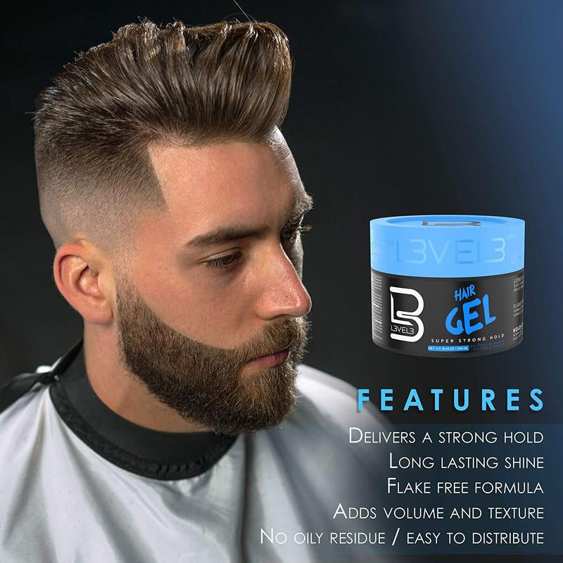 L3 Level 3 - Hair Gel - Super Strong Hold - Flake Free - Long Lasting Shine - for Men and Women - Add Volume and Texture Scent Haircare - L3VEL3