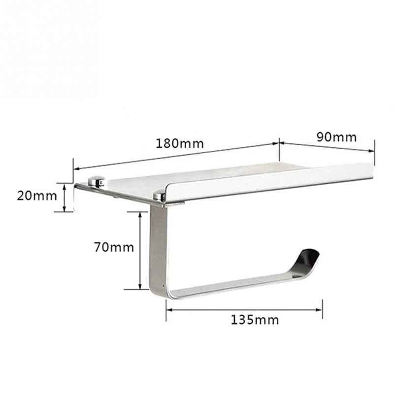 Toilet Paper Holder with Mobile Phone Storage Shelf Holders Wall Mounted Rack