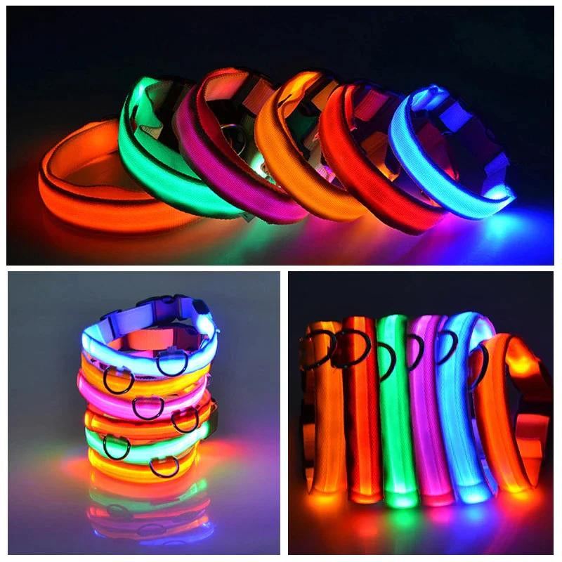 LED Adjustable Dog Collar - Blinking, Flashing, Light-Up Glow for Pet Safety - Waterproof & Stylish